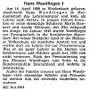 Waedtleges Hans 1898-1984 Nachruf